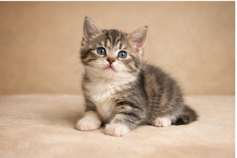 Gatito en atención de primera vacuna a domicilio